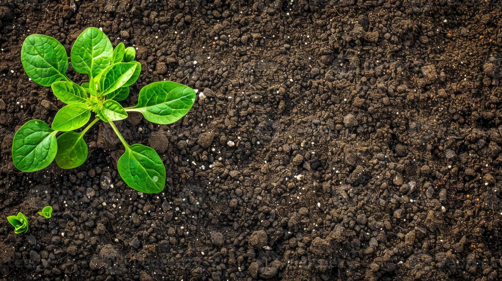 AI Generated Fresh sapling growth in rich soil photo