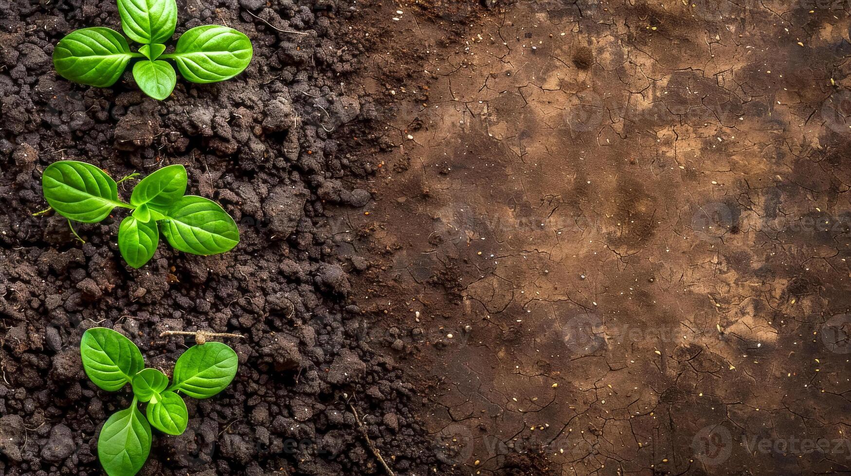 AI Generated Young seedlings on fertile soil photo