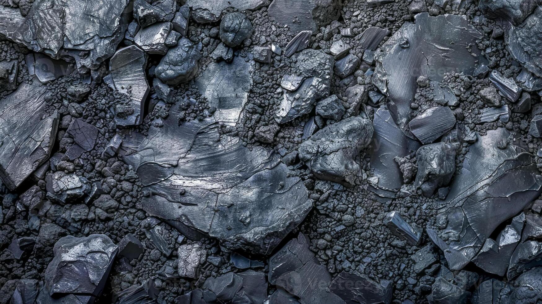 AI Generated Close-up of a dark anthracite coal surface with detailed texture photo