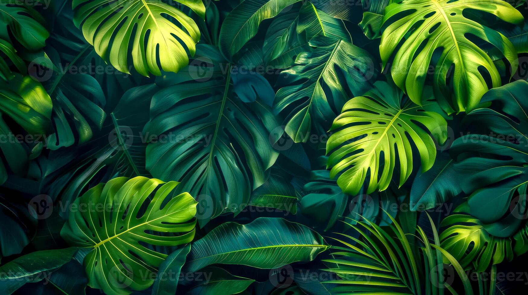 ai generado lozano tropical verde hojas antecedentes foto