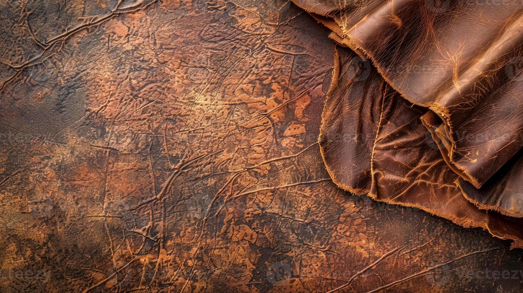 AI Generated High detailed brown leather texture with natural patterns and creases photo