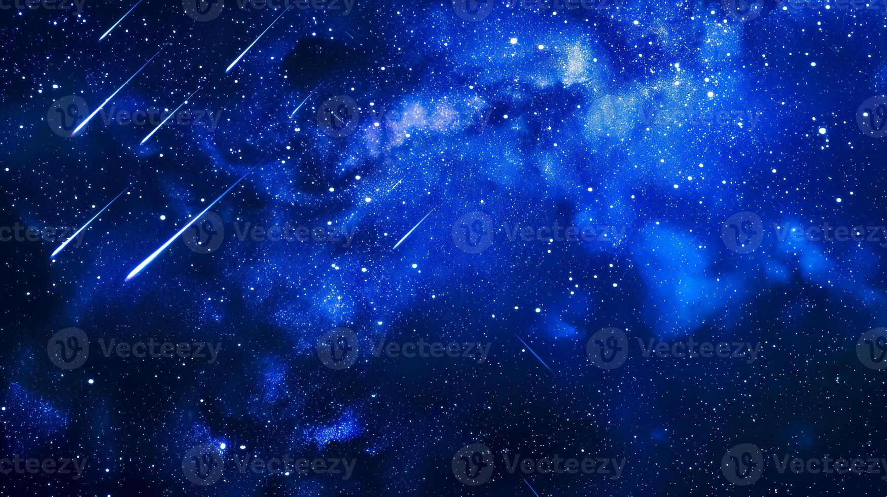 AI Generated Starry night sky with meteor shower photo