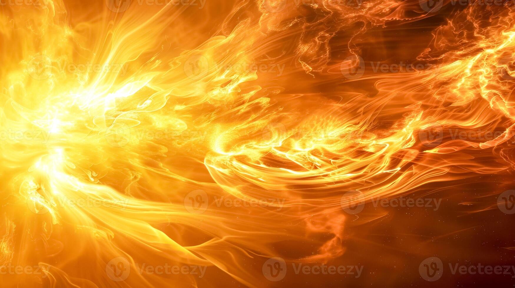 AI Generated Dynamic image of intense flames and glowing energy with a vibrant orange hue photo