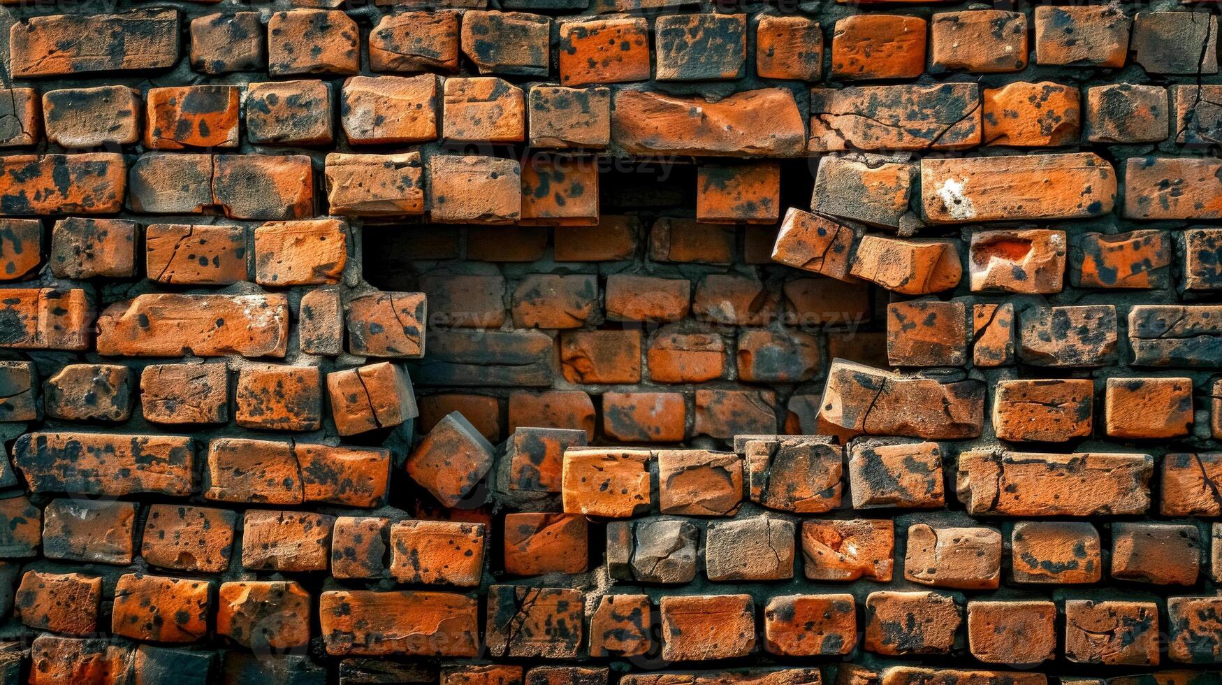 AI Generated Vintage brick wall texture with rustic charm photo