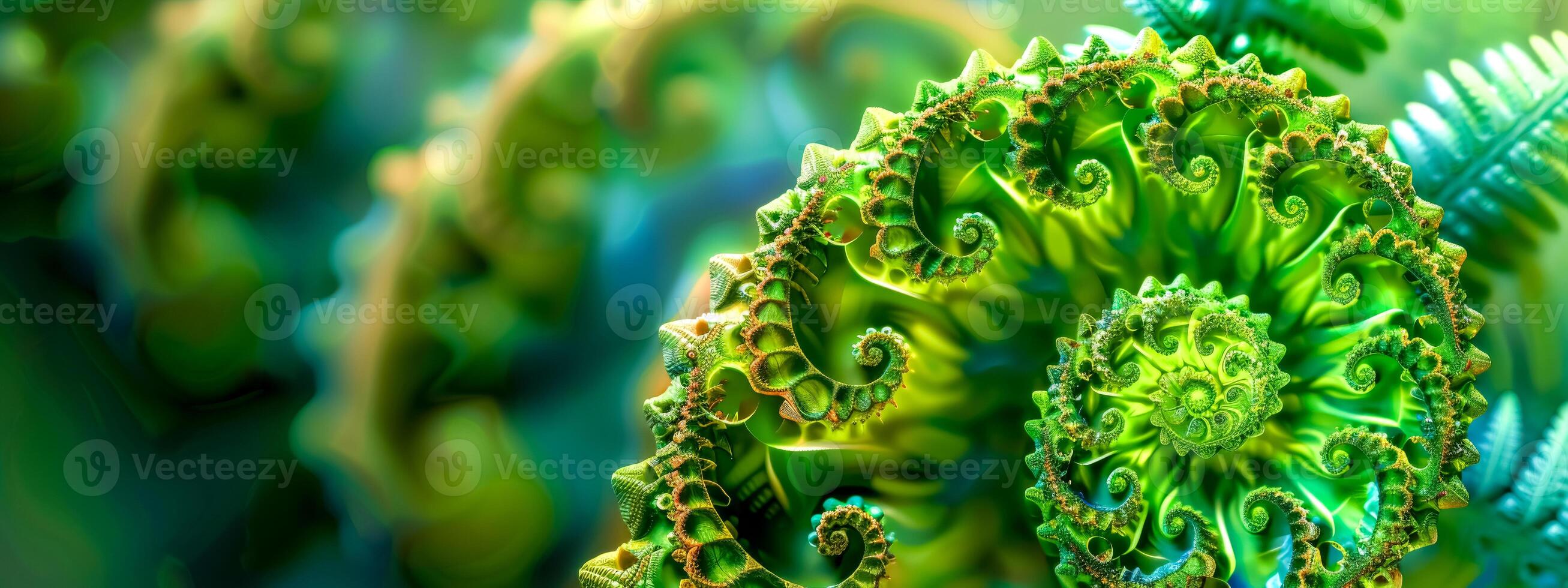 AI Generated Emerald fractal spiral - digital abstract art photo