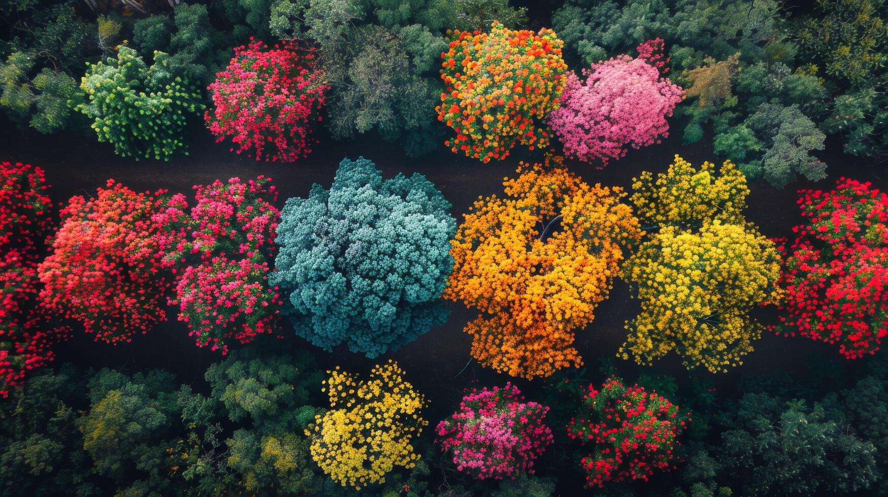 AI generated Diverse Trees in Forest Aerial View photo
