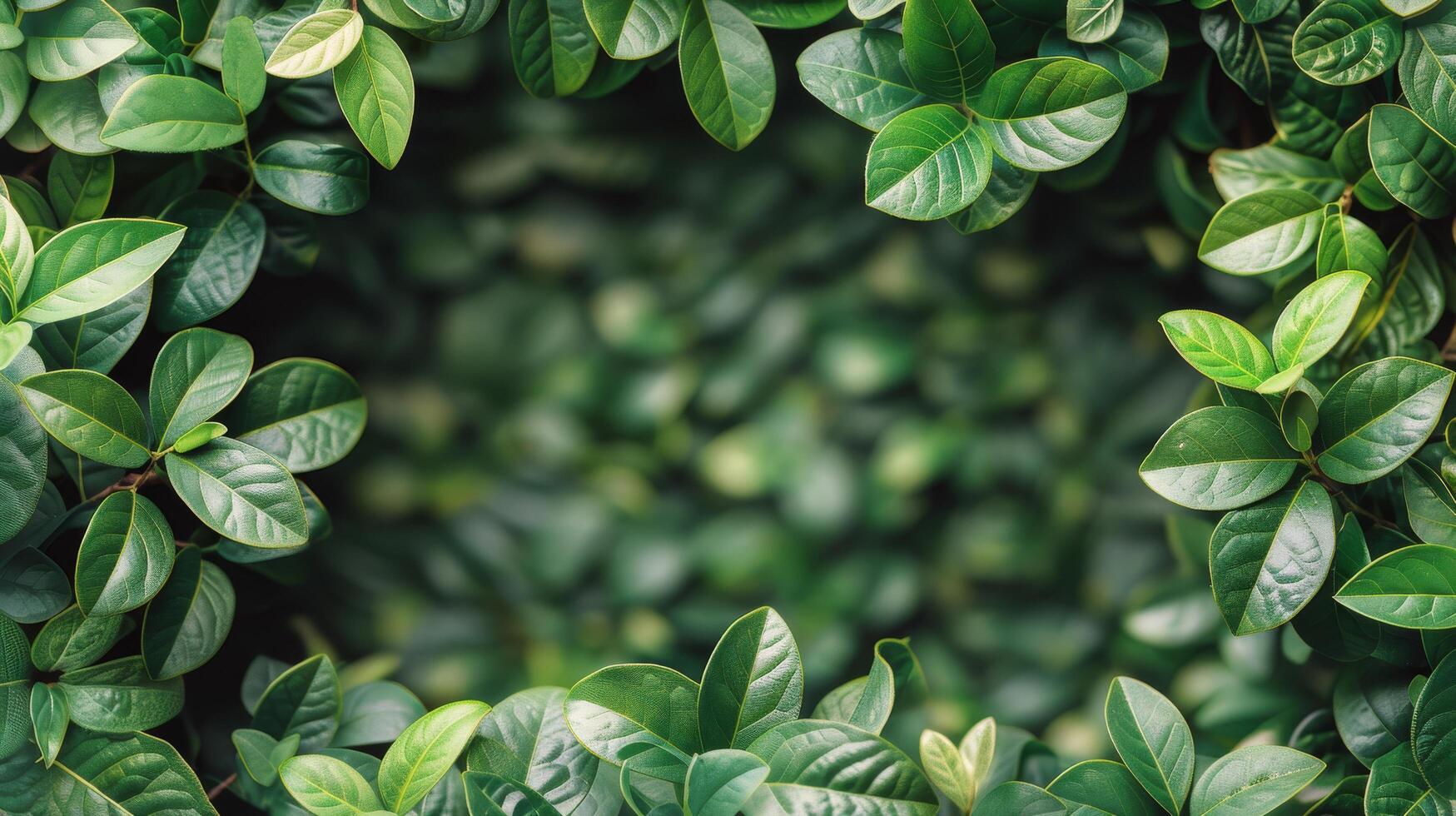 AI generated Green Leaves Arranged in a Circle photo