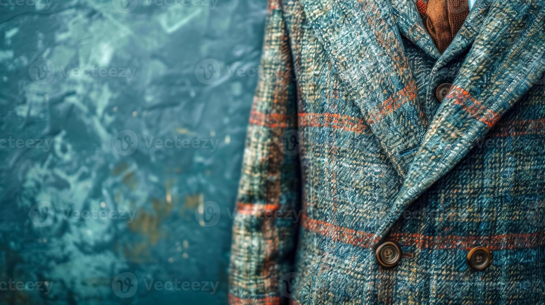 AI Generated Vintage tweed jacket on textured background photo
