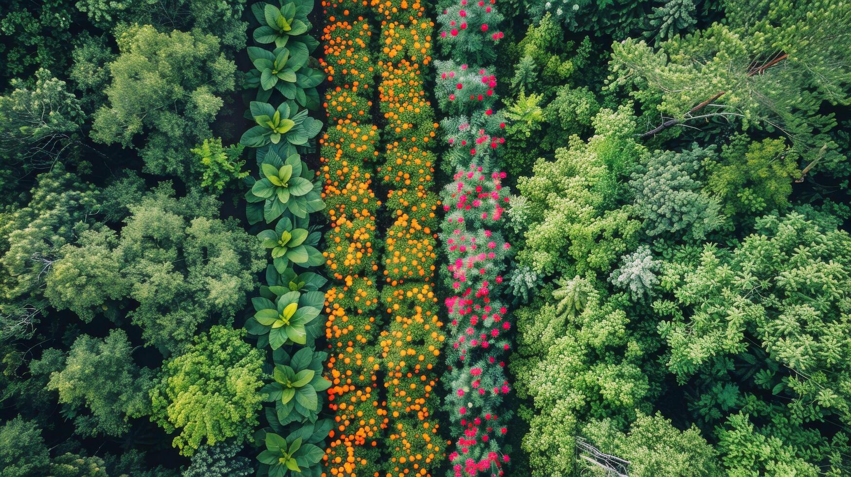 AI generated Diverse Trees in Forest Aerial View photo