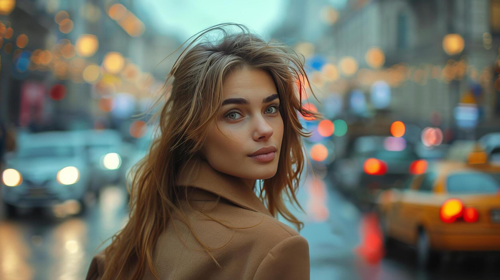 AI generated Elegant Young Woman Posing Outdoors photo