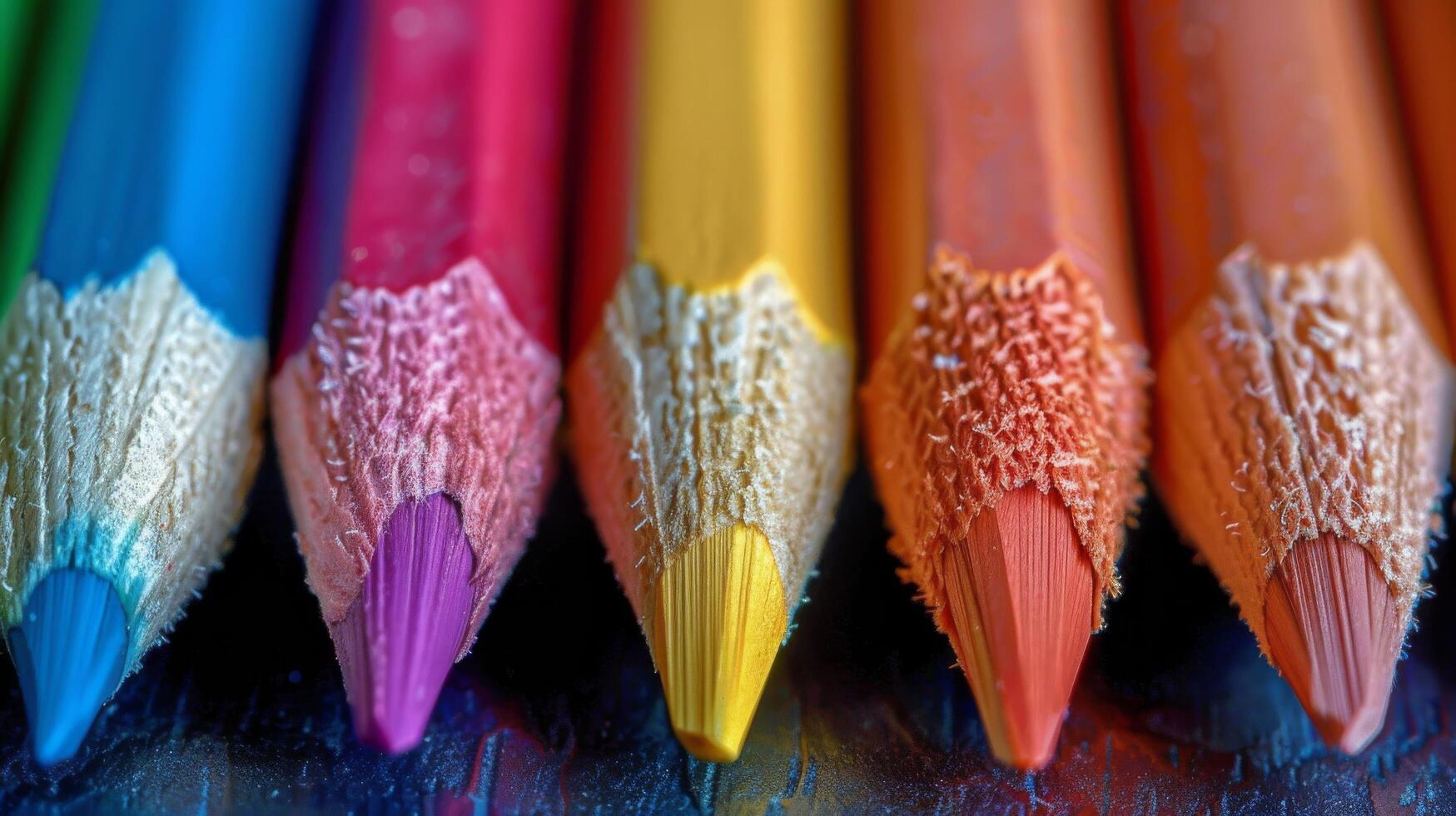 AI generated Group of Colored Pencils on Table photo