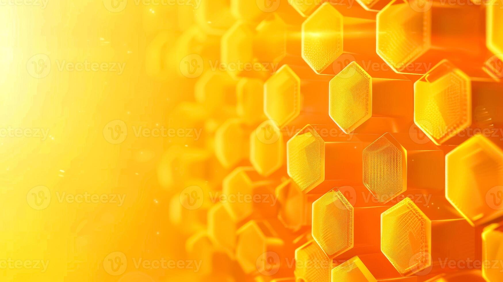 AI Generated Golden honeycomb pattern under warm light photo