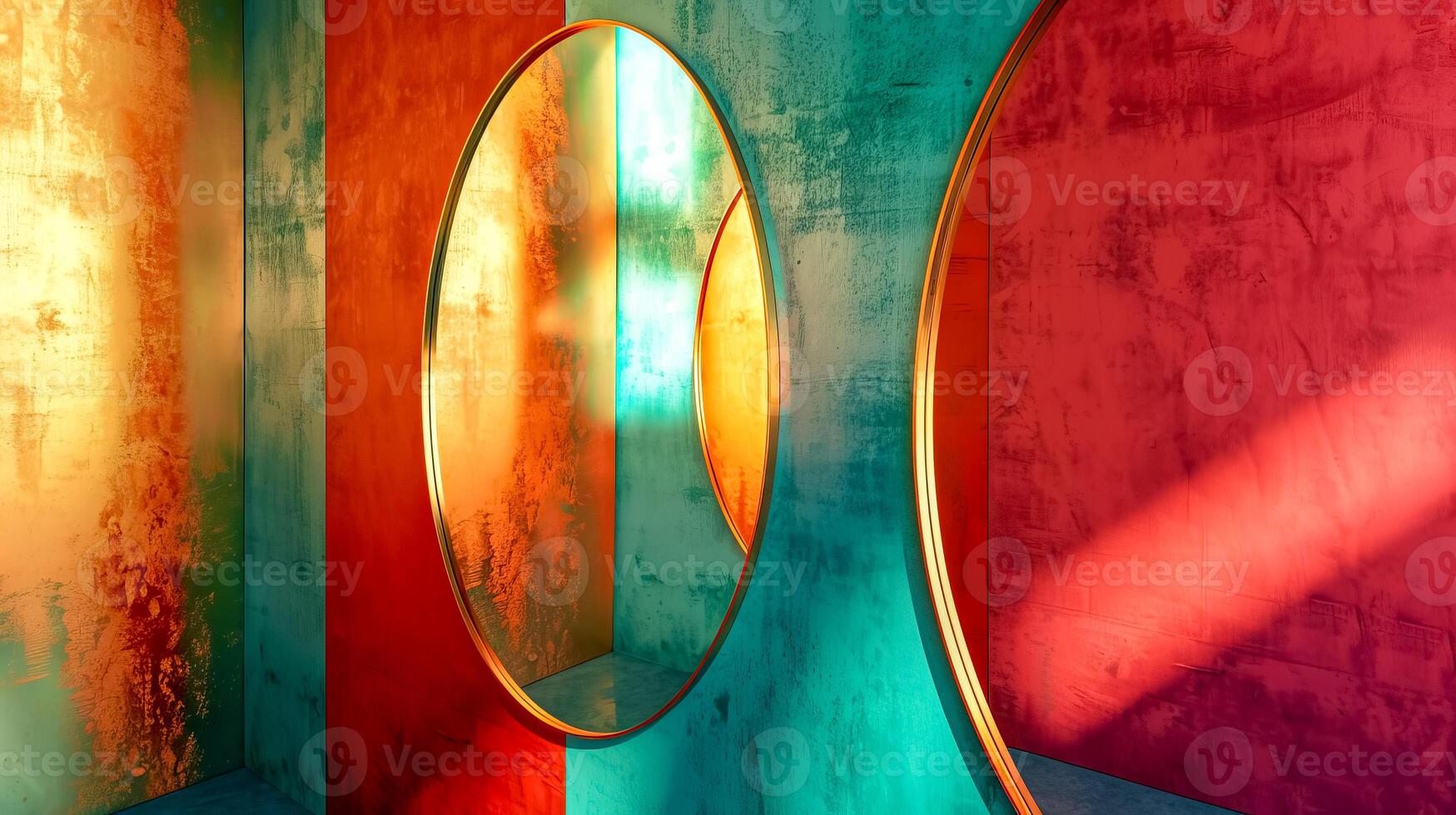 AI Generated Abstract colorful light play with geometric shapes photo