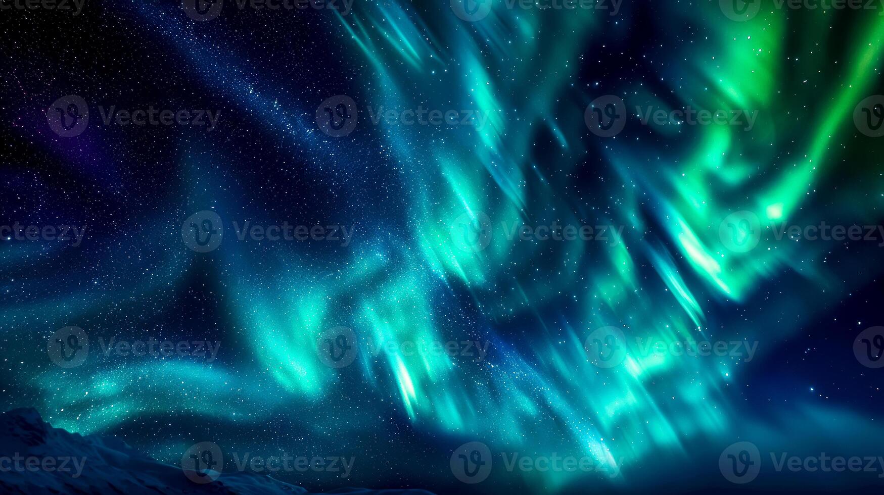 AI Generated Enchanting northern lights display over snowy landscape photo