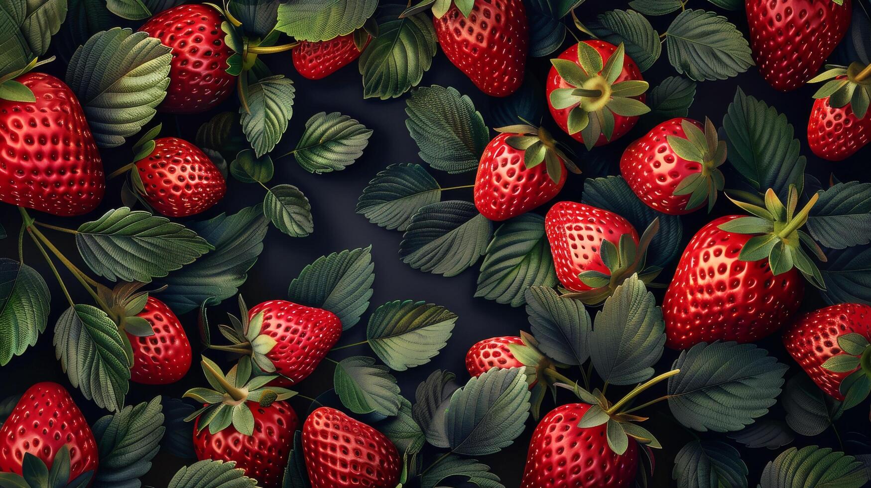 AI generated Close Up of Strawberries on Red Surface photo