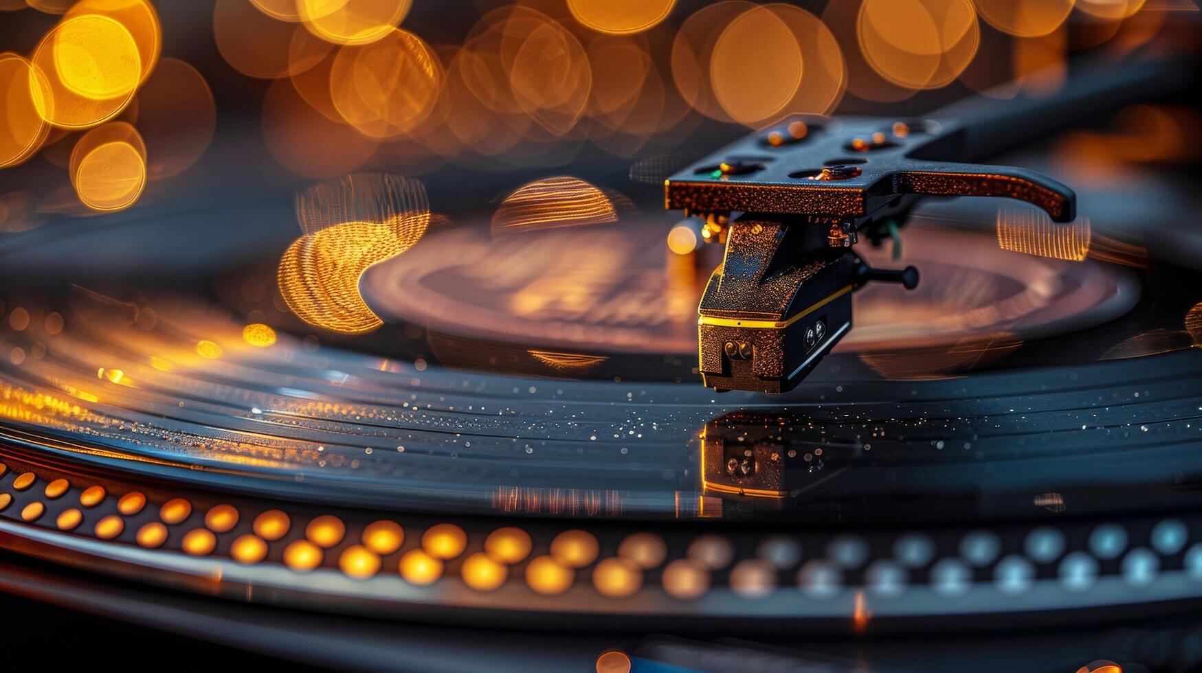 AI generated Close Up of Record Player With Blurry Background photo