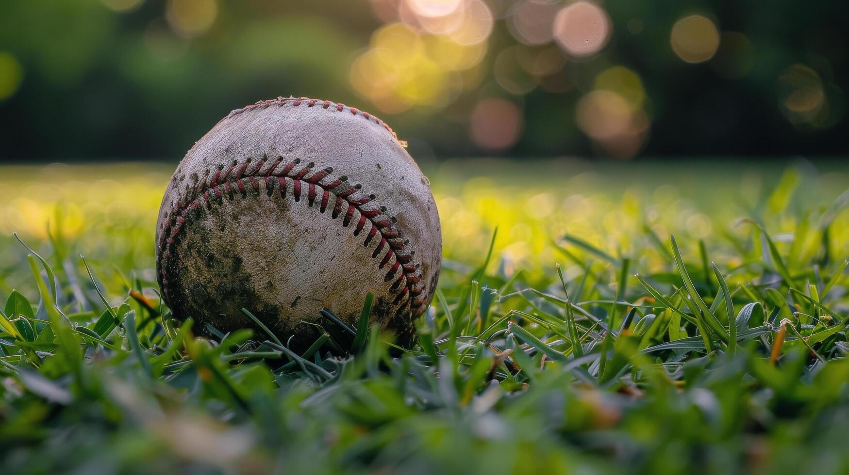 AI generated Baseball on Green Field photo