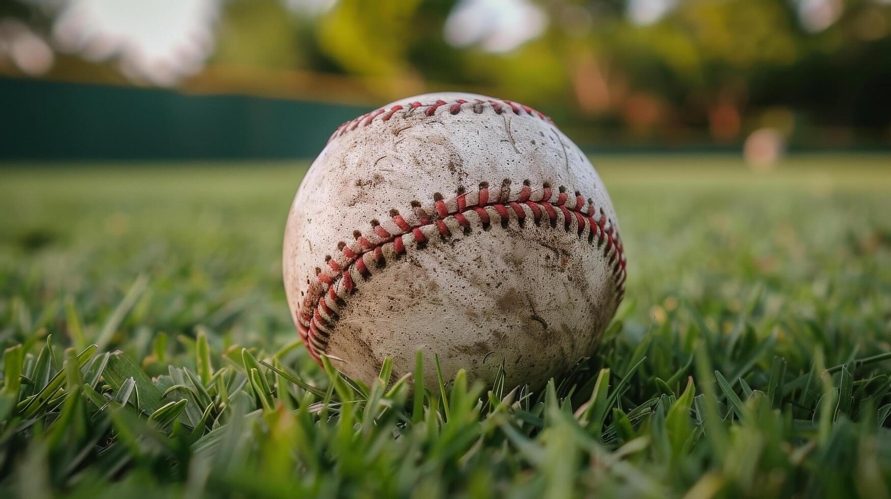 AI generated Baseball on Green Field photo