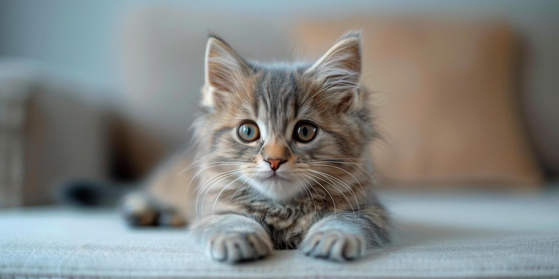 AI generated Cat Resting on Bed Next to Window photo