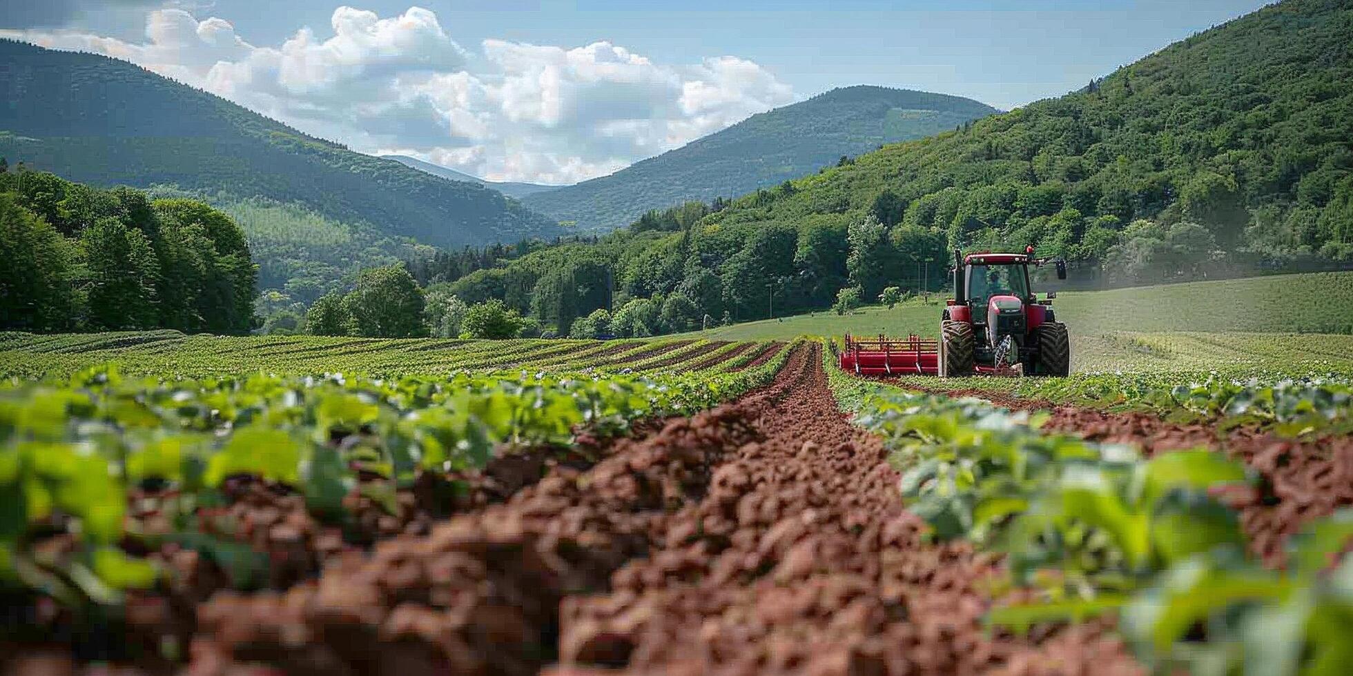 AI generated Tractor Plowing Field of Crops photo