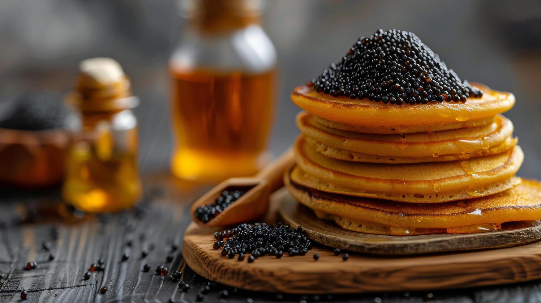 AI generated Stack of Pancakes With Blackberries photo