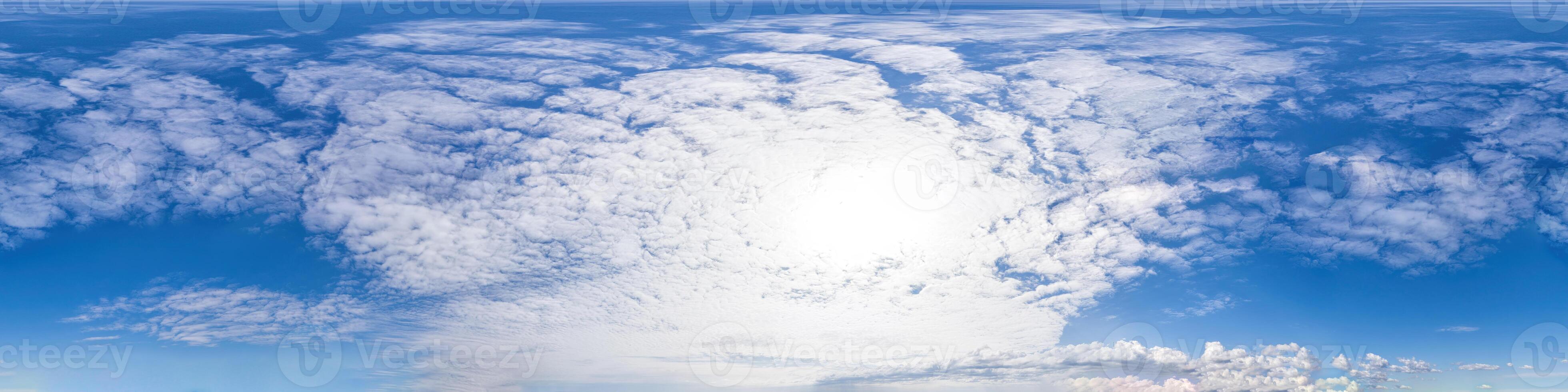 sky part of panorama with clouds, without ground, for easy use in 3D graphics and panorama for composites in aerial and ground spherical panoramas as a sky dome. photo