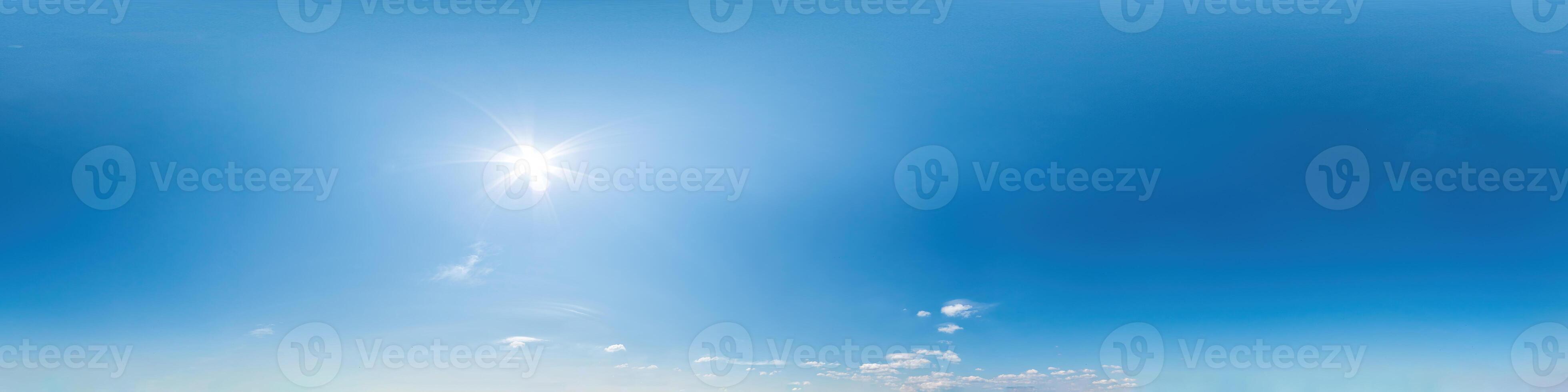 Seamless panorama of clear sky in spherical equirectangular format with complete zenith for use in 3D graphics, game and for composites in aerial drone 360 degree panoramas as a sky dome. photo