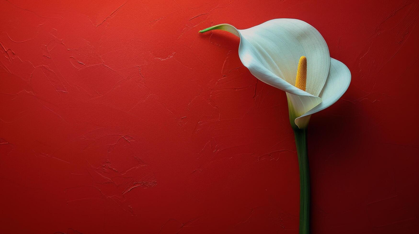 AI generated Single White Flower on Red Background photo