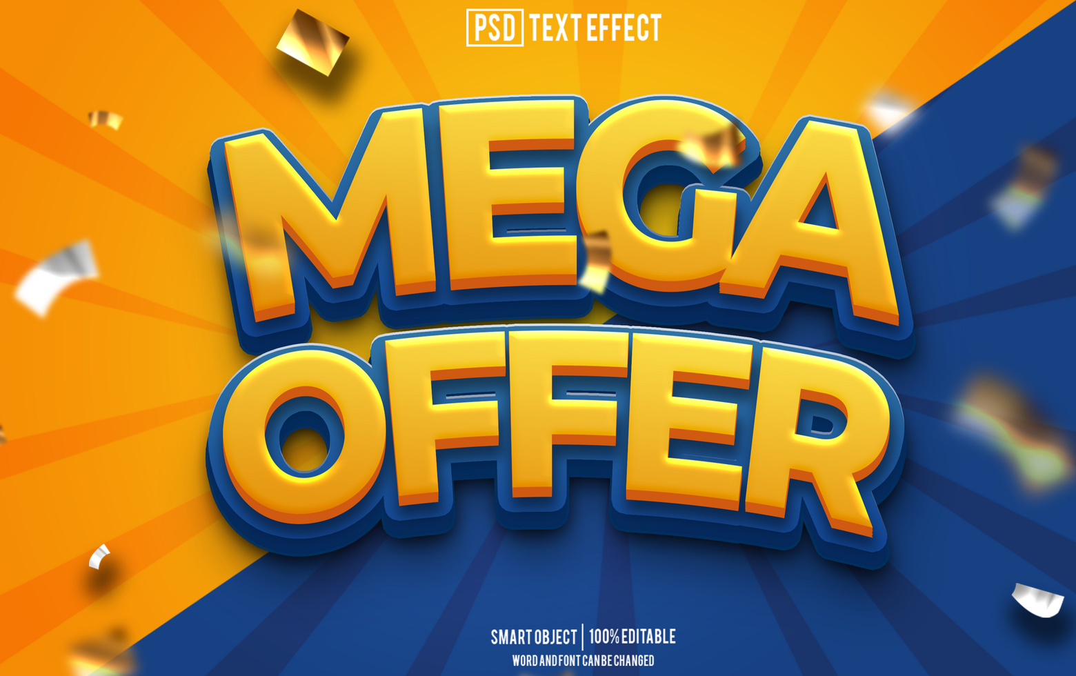 mega oferta texto efecto, fuente editable, tipografía, 3d texto psd