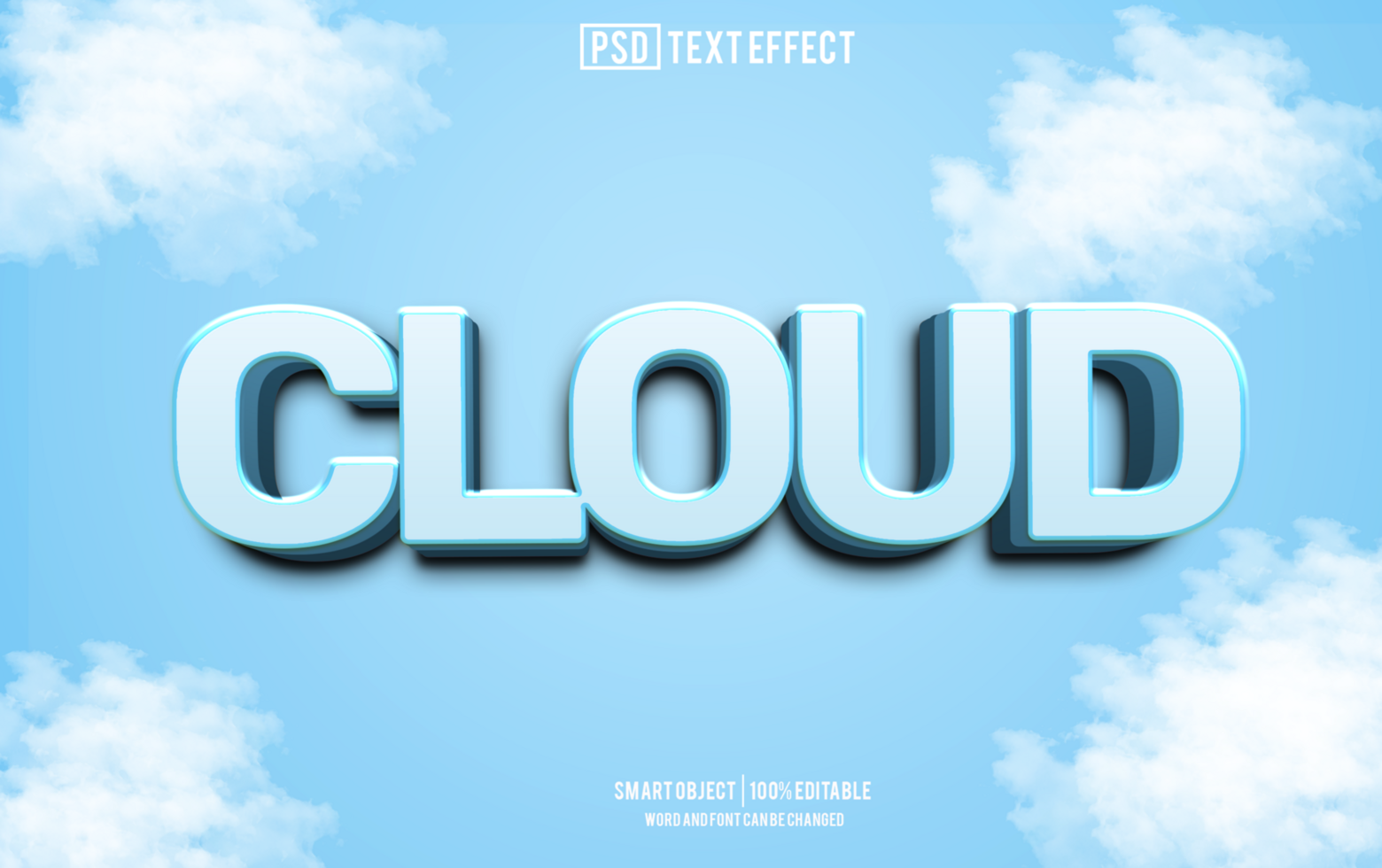 cloud  text effect, font editable, typography, 3d text psd