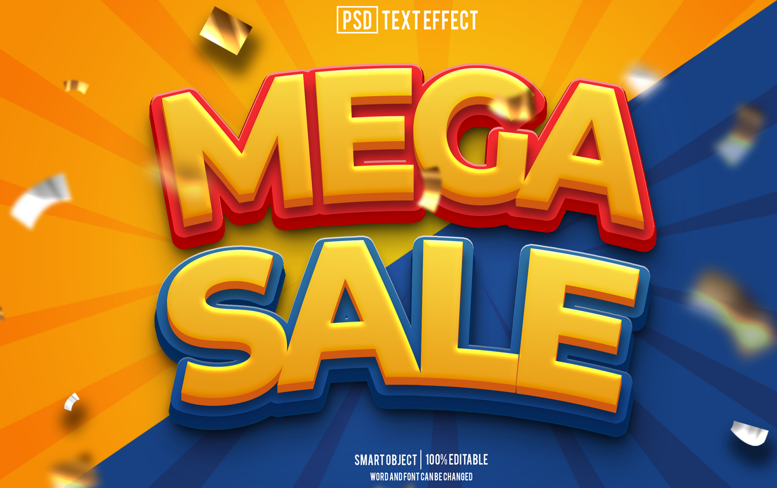 mega sale  text effect, font editable, typography, 3d text psd
