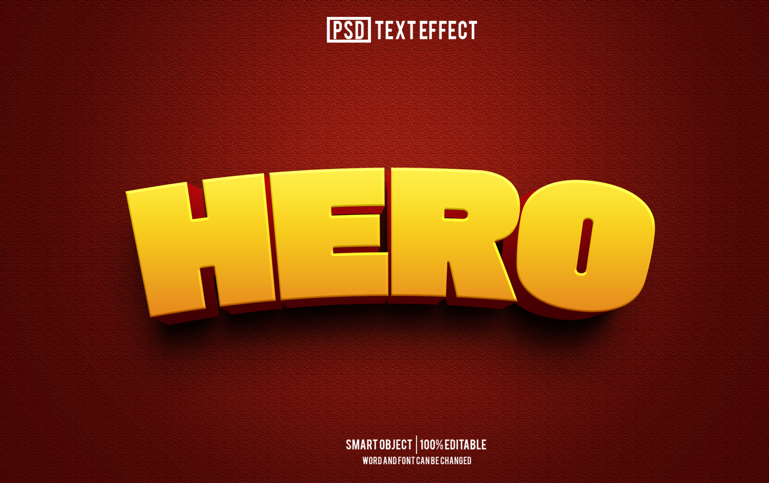 hero text effect, font editable, typography, 3d text. psd