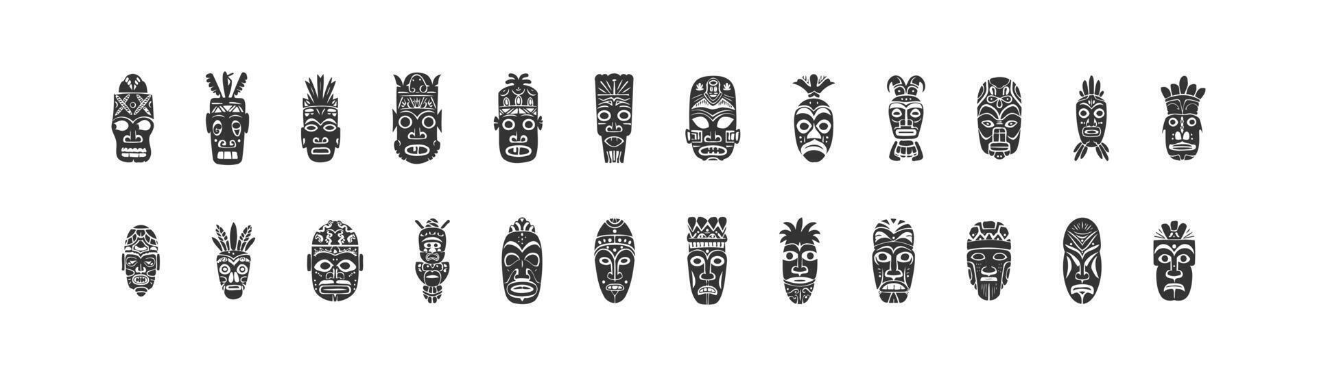 tiki mascaras icono colocar. vector ilustración diseño.