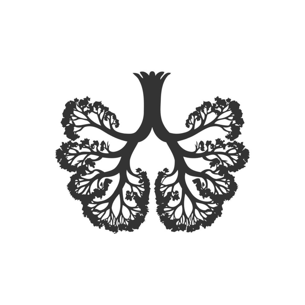 Human lungs in the form of a tree silhouette icon. Vector illustration design.