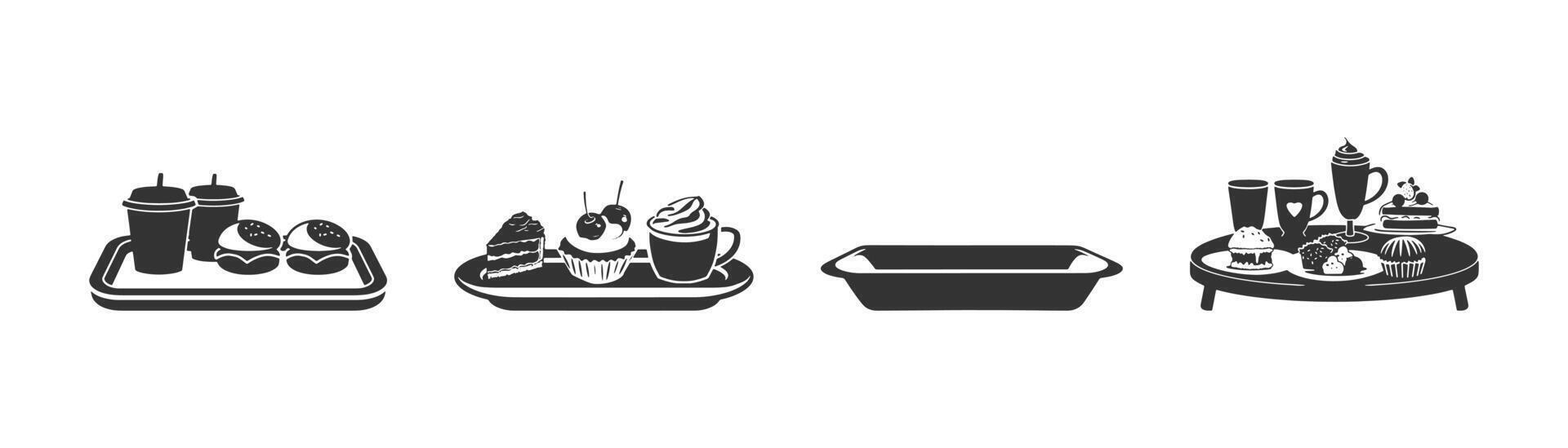 bandeja de comida icono colocar. vector ilustración diseño.