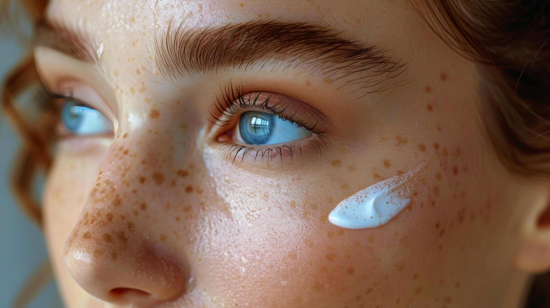 AI generated Close Up of a Woman With Blue Eyes photo