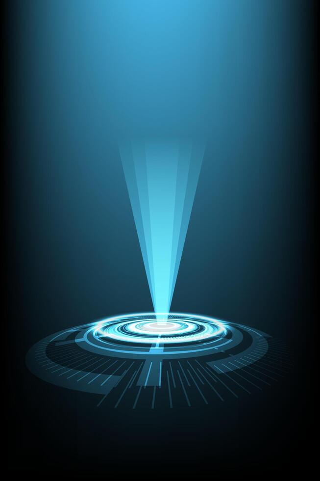 Abstract technology innovation circle sci-fi concept stage with hologram portal light background. vector
