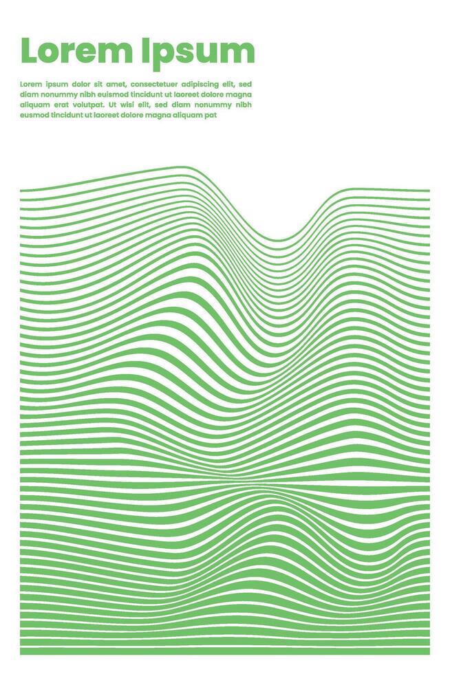 poster stripes green optical art wave . Vector illustration