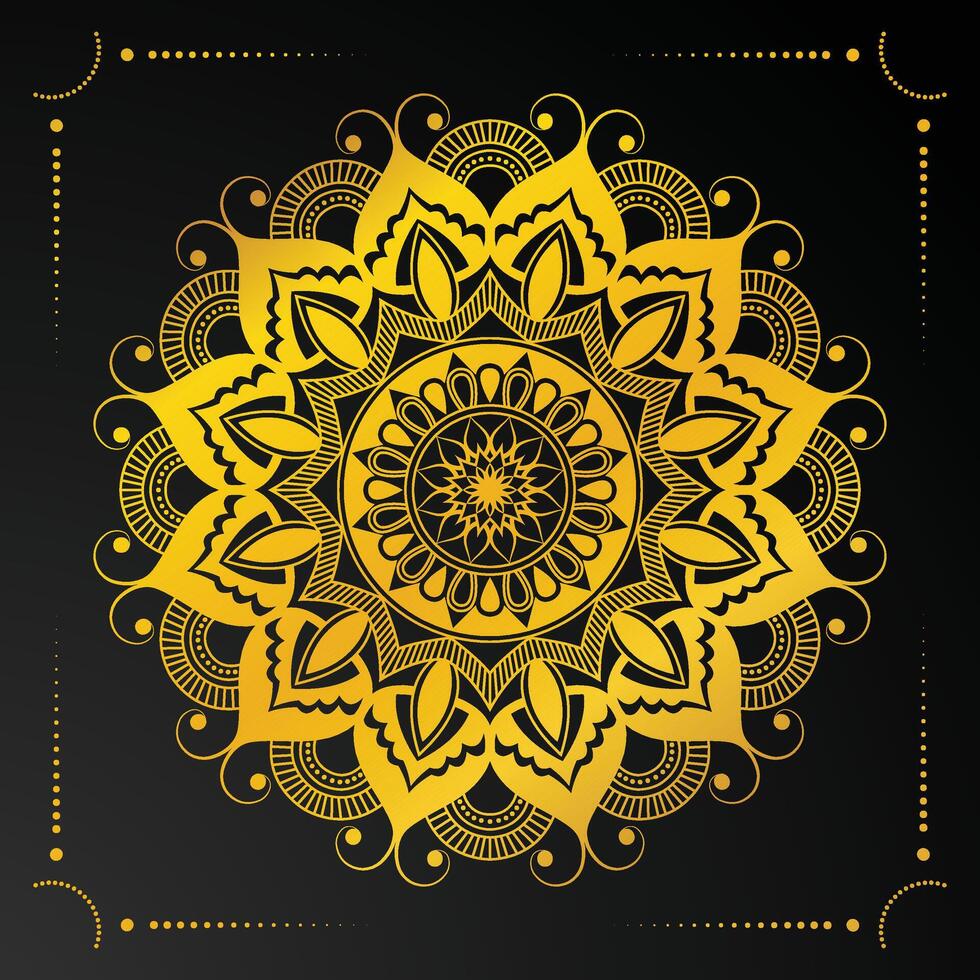 luxury ornamental mandala design background with golden color vector