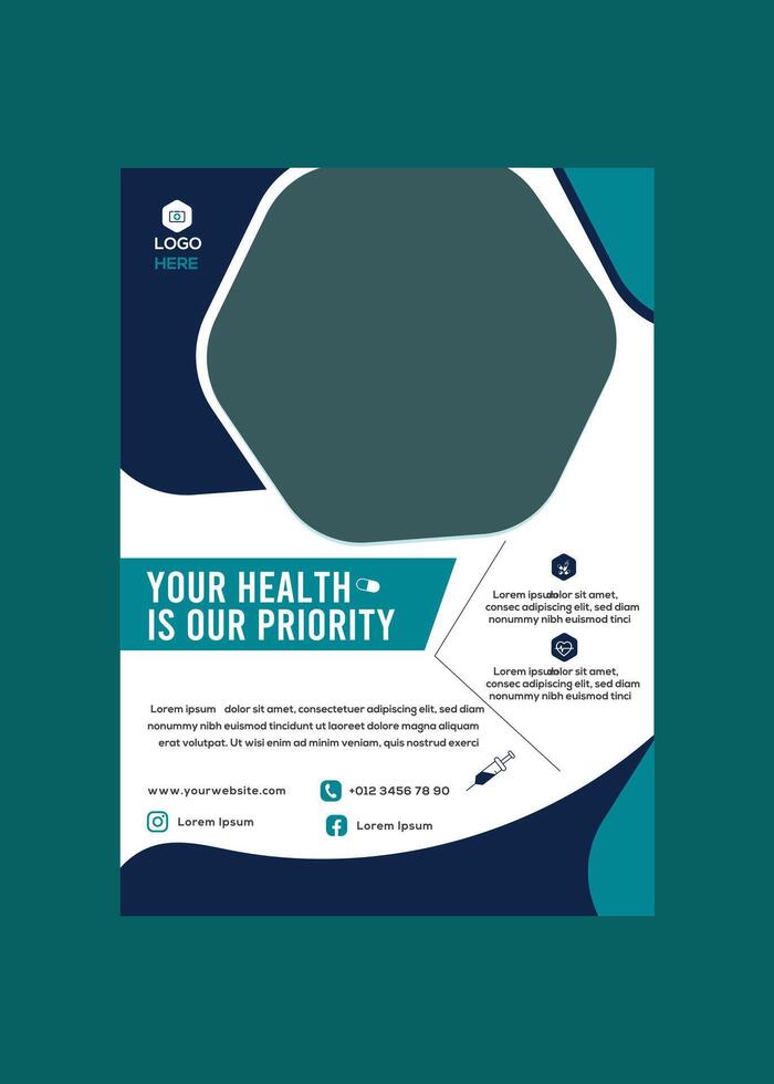 Corporate modern medical health care flyer design vector