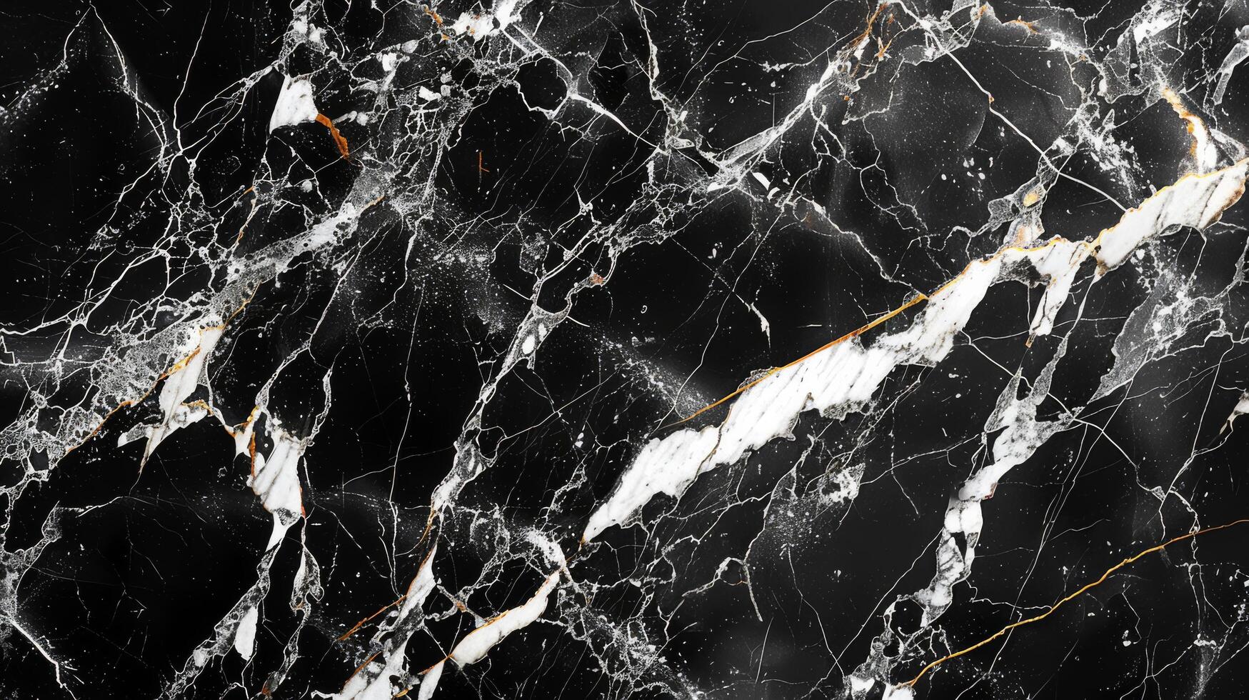 AI generated Black and White Marble Surface With Gold Accents photo