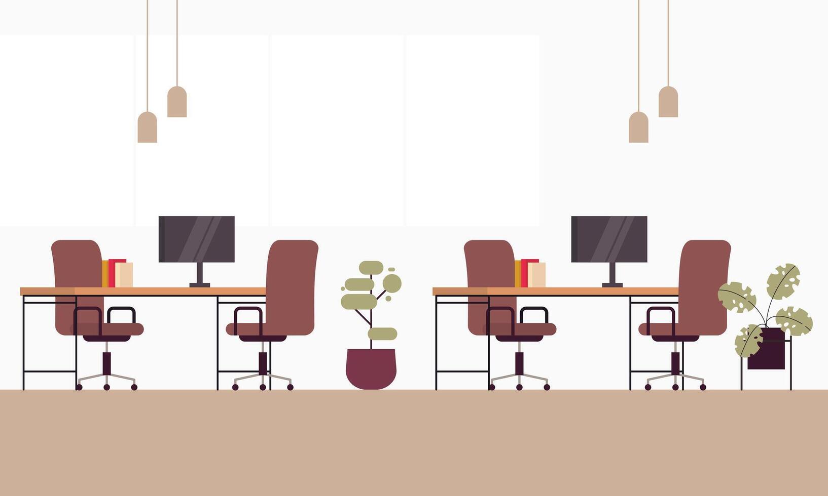 Creative and modern workplace. Modern Minimalist Empty Office Interior Concept Illustration vector