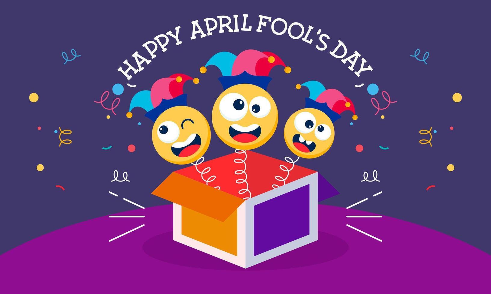 Happy April Fools Day Vector Concept with Clown, Funny Hat, and Surprise Icons