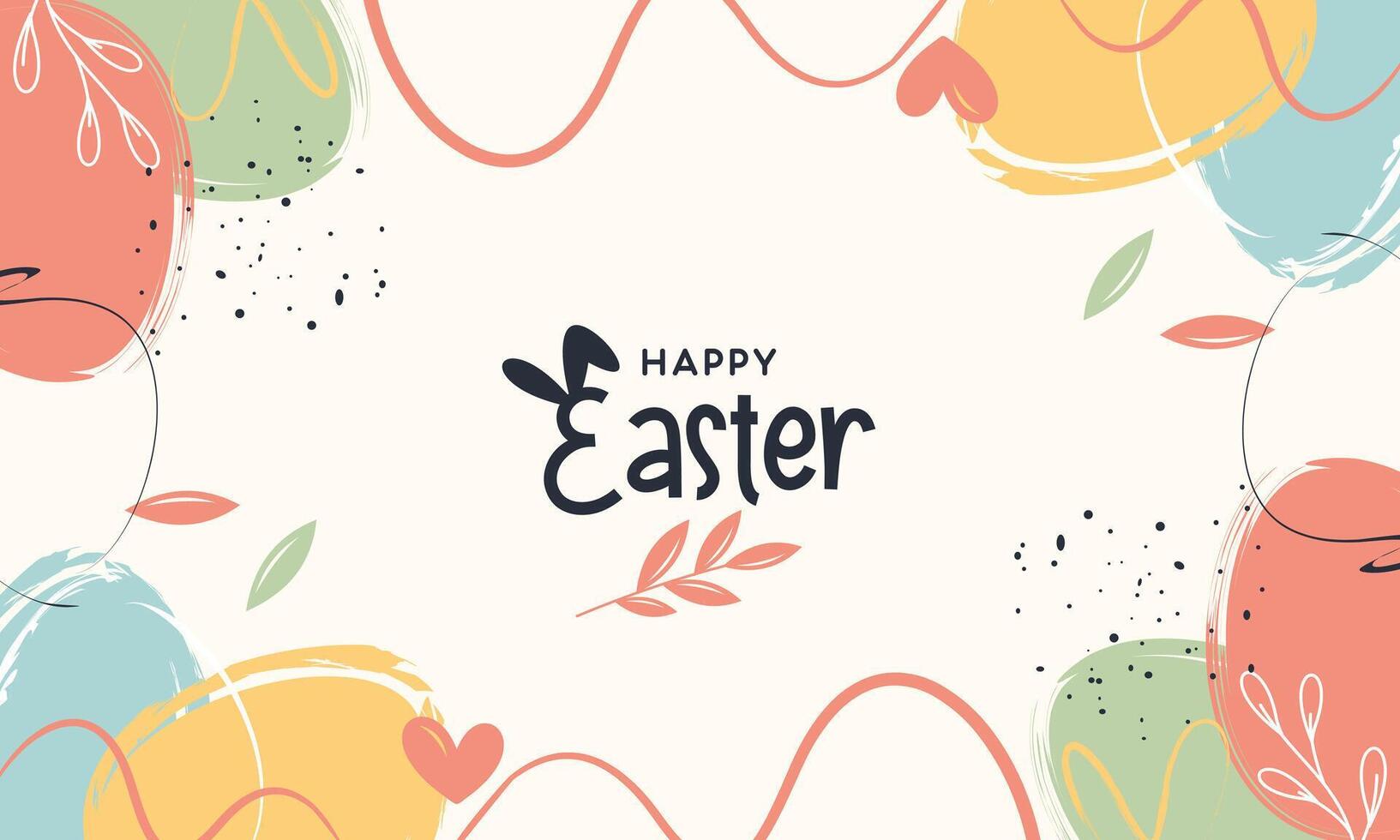 Happy Easter Banner. Trendy Easter Design with Typography and Easter Elements in Pastel Color and Abstract Modern Minimal Style vector