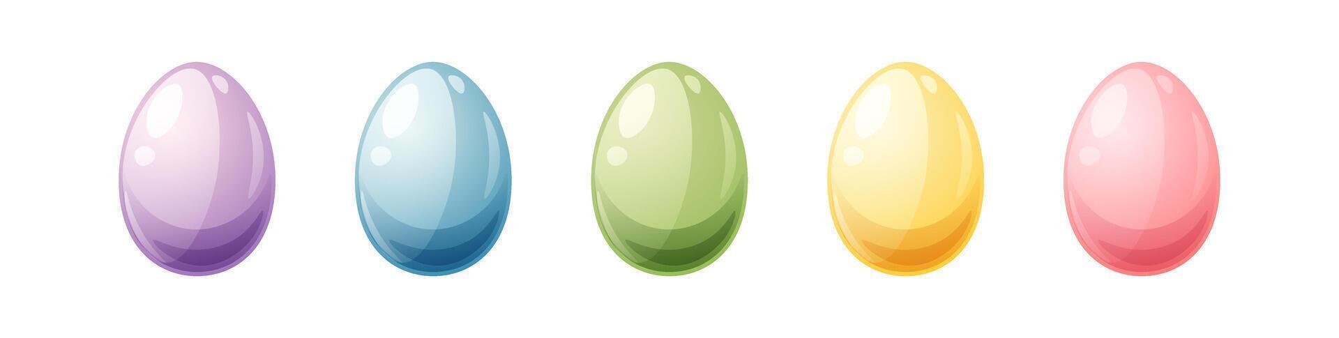 Easter eggs on isolated background. A set of colorful chicken eggs. Great for decor, design, stickers for Happy Easter. vector