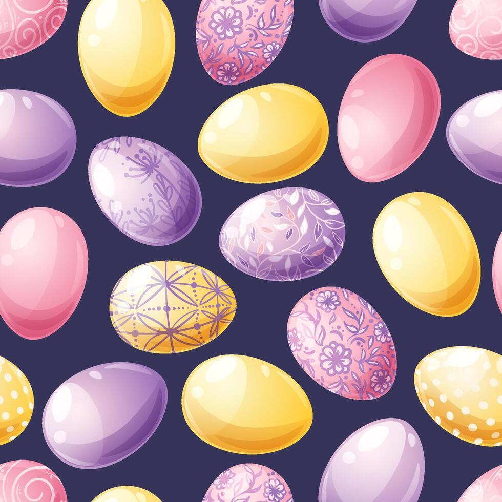 sin costura modelo con Pascua de Resurrección huevos. antecedentes para Pascua de Resurrección. genial para envase papel, textiles, tela, fondo de pantalla, etc vector