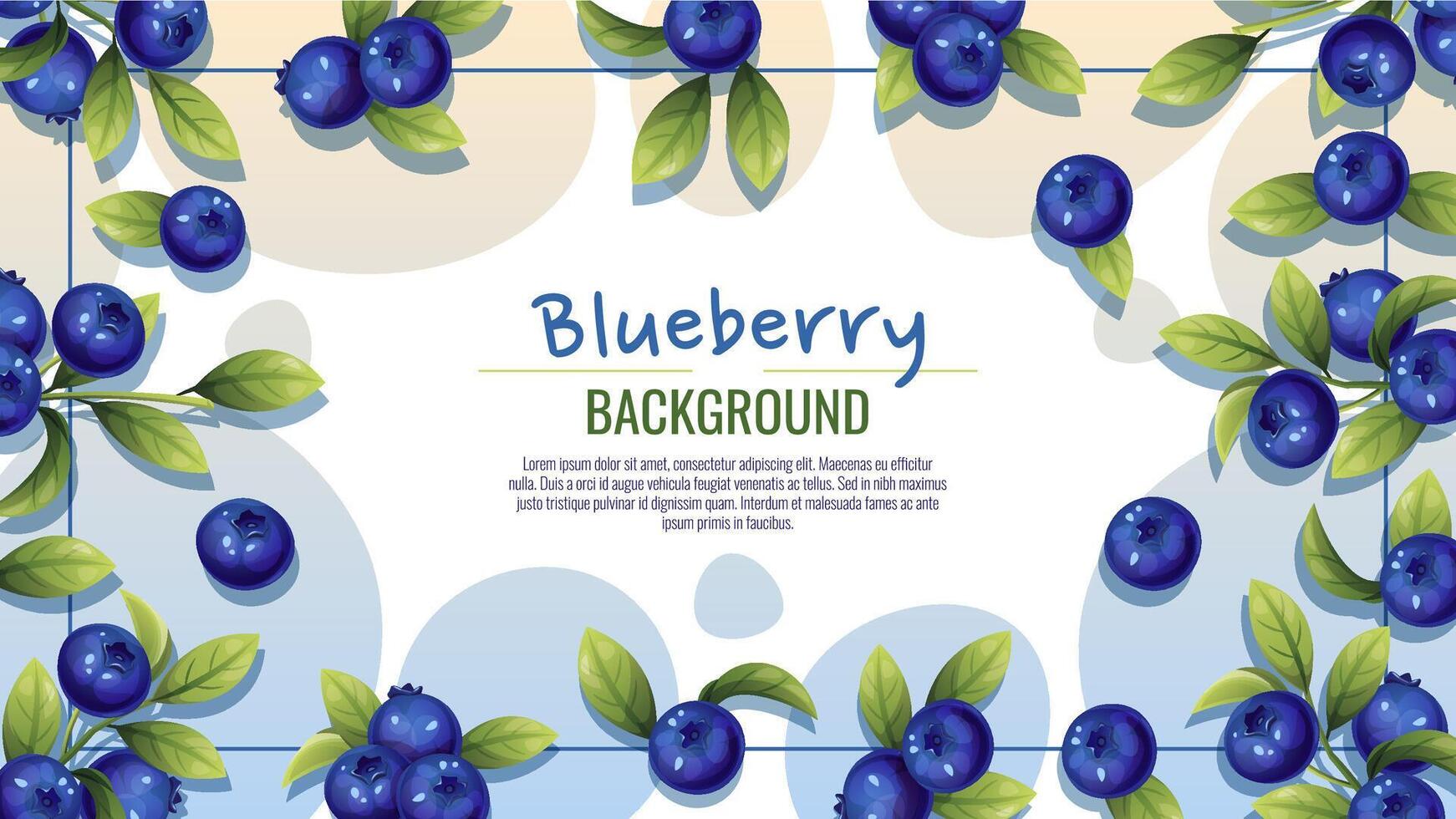 Banner design with blueberries and green leaves. Poster, background with wild berries. Wholesome, healthy food. Flying fresh vector illustration