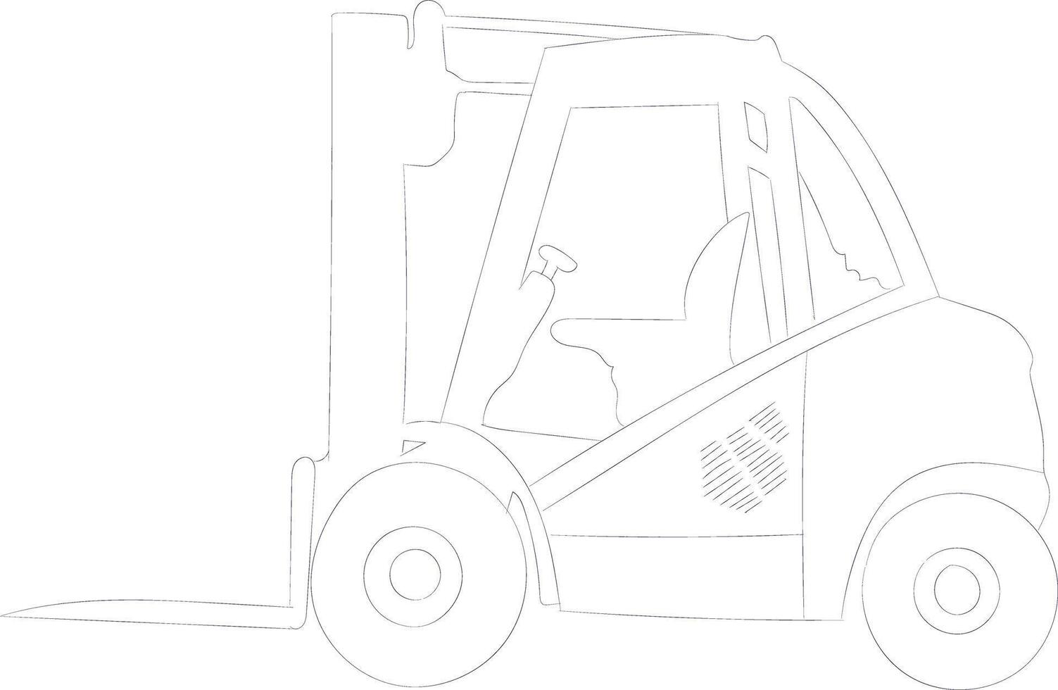 simple forklift drawing vector