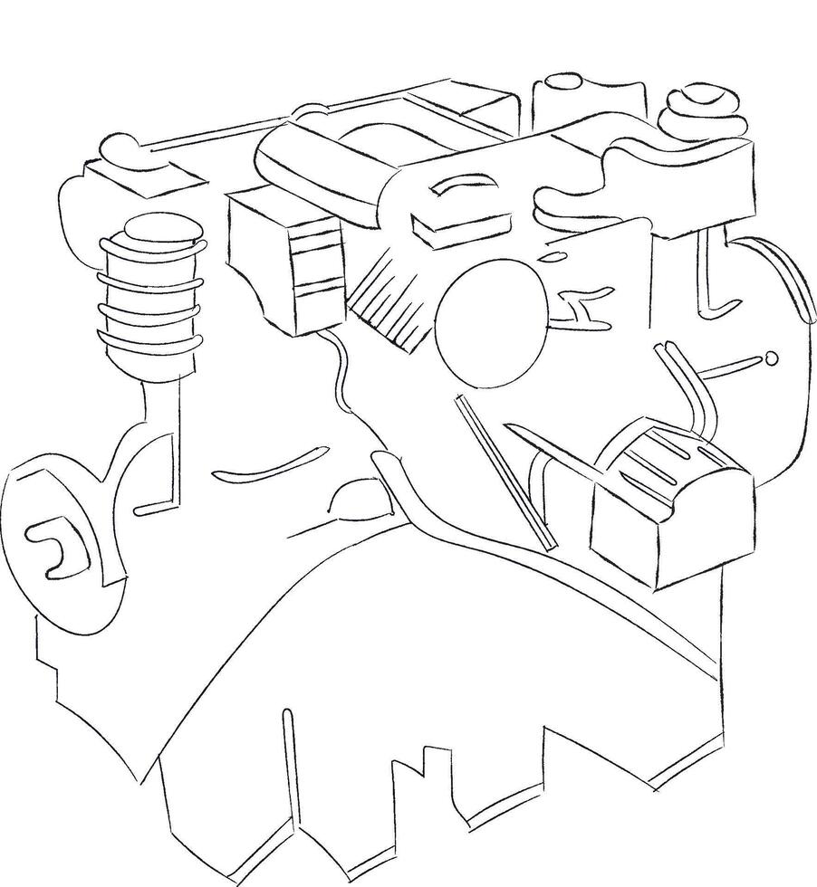 simple engine drawing vector