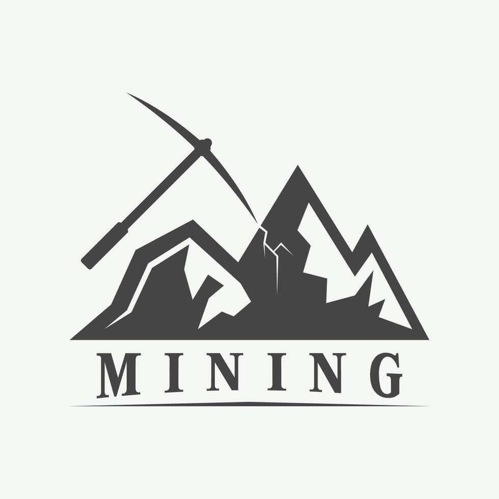 Mountain Mining Logo Silhouette Design Vector Illustration